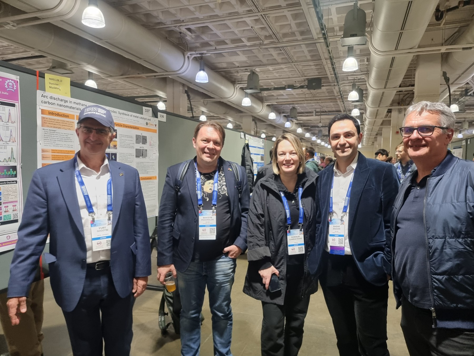 2024 MRS Fall Meeting & Exhibit, Poster Session, from left to right: Prof. Yury Gogotsi, Prof. Maksym Pogorielov, Prof. Goknur Buke, Dr. Babak Anasori and Dr. Oleksiy Gogotsi