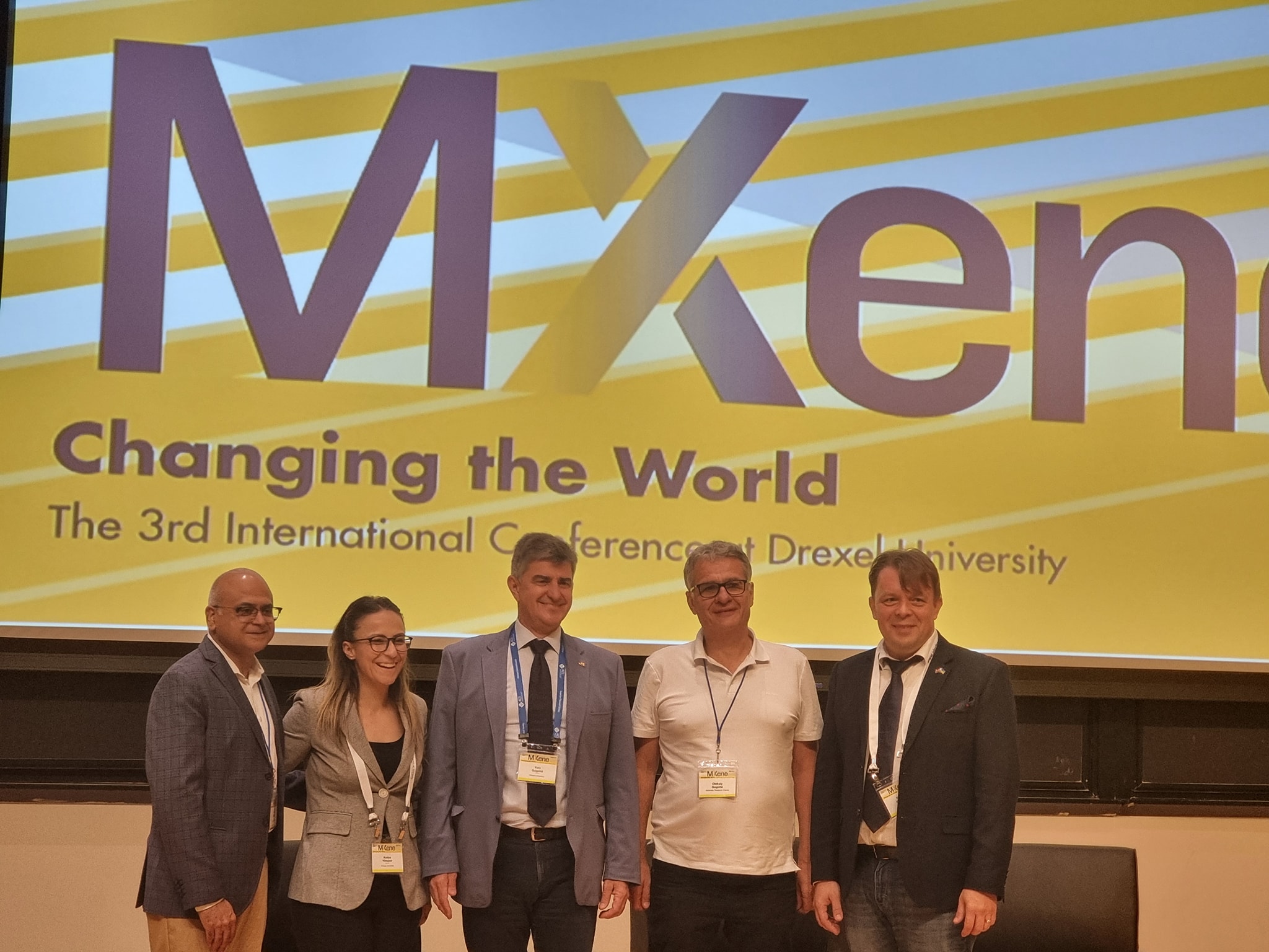 3rd MXene conference 2024, from left to right: Dr. Sanjiv Dinghra, Dr. Acelya Yilmazer, Dr. Yury Gogotsi, Dr. Oleksiy Gogotsi, Dr. Maksym Pogorielov 3rd MXene conference 2024, from left to right: Dr. Sanjiv Dinghra (University of Manitoba, Canada), Dr. Acelya Yilmazer 9Ankara University, Turkey), Dr. Yury Gogotsi (Drexel University, USA), Dr. Oleksiy Gogotsi (MRC and Carbon-Ukraine, Kyiv), Dr. Maksym Pogorielov (University of Latvia, Latvia)