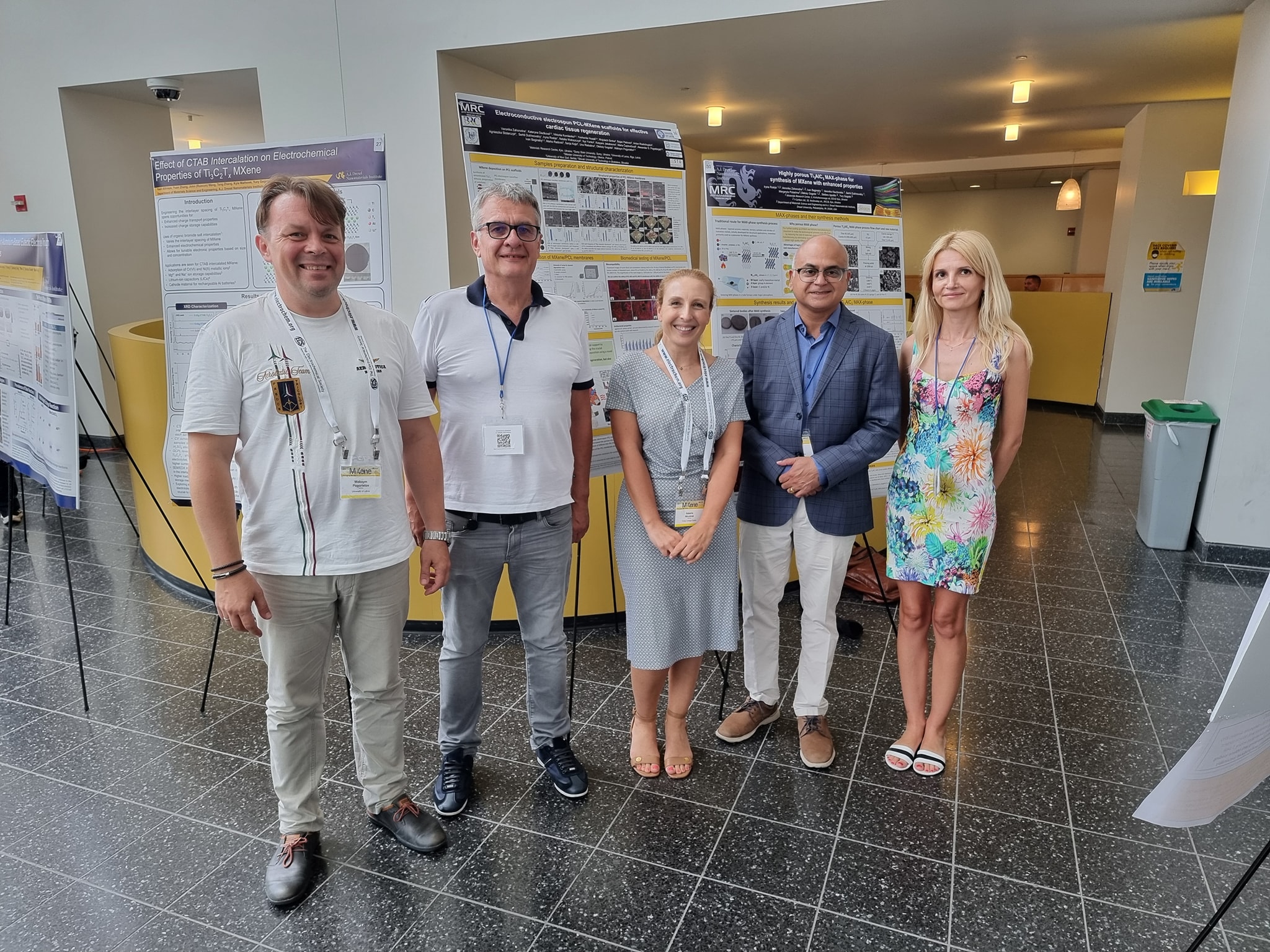 3rd International MXene Conference at Drexel University, from left to right: Dr/ Maksym Pogorielov (University of Latvia), Dr. Oleksiy Gogotsi (MRC and Carbon-Ukraine companies), Dr/ Valeria Nicolosi (Trinity College Dublin, Ireland), Dr Sanjiv Dinghra (University of Manitoba, Canada), Veronika ZAhorodna (MRC and Carbon-Ukraine) 3rd International MXene Conference at Drexel University, from left to right: Dr/ Maksym Pogorielov (University of Latvia), Dr. Oleksiy Gogotsi (MRC and Carbon-Ukraine companies), Dr/ Valeria Nicolosi (Trinity College Dublin, Ireland), Dr Sanjiv Dinghra (University of Manitoba, Canada), Veronika ZAhorodna (MRC and Carbon-Ukraine)