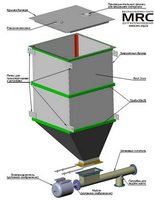 Визуализация бункера со шнековым конвейером, общий вид
