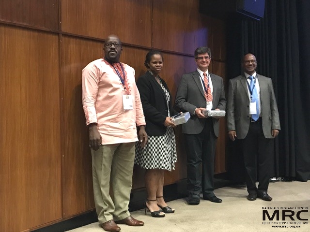 Professor Yury Gogotsi with the Conference Chair Prof. Ncholu Manyala, University of Pretoria (right) and senior representatives of the host organization (CSIR), 1st Africa Energy Materials conference, Pretoria, March 28, 2017 Professor Yury Gogotsi with the Conference Chair Prof. Ncholu Manyala, University of Pretoria (right) and senior representatives of the host organization (CSIR), 1st Africa Energy Materials conference, Pretoria, March 28, 2017