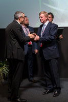 Chairman of the Executive Board of RUSNANO Anatoly Chubais handed prof. Patrice Simon, Paul Sabatier University (Toulouse, France) with RUSNANOPRIZE 2015 Award