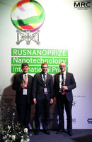RUSNANOPRIZE 2015 laureate prof. Yury Gogotsi, Maxim Sosin, RUSNANOPRIZE Directorate, and RUSNANOPRIZE 2015 laureate prof. Patrice Simon