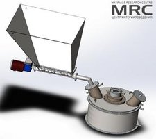 High temperature furnace upper part with loading bunker , screw feeder and socket pipes for materials supply