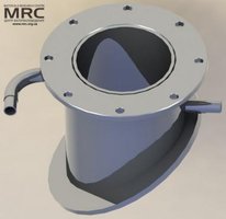 Visualization of the water-cooled socket pipe for the material supply into the furnace