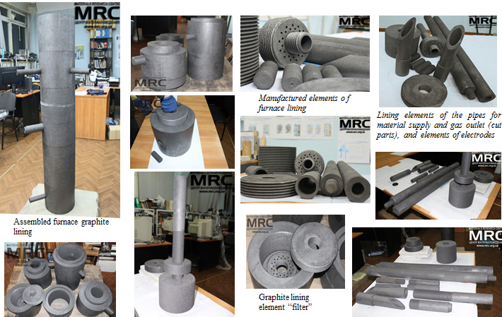 Manufactured and assambled graphite lining and electrodes of the furnace manufactured and assambled graphite lining and electrodes of the furnace