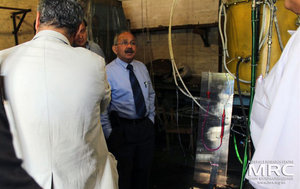 Observing of high temperature furnace 2500 C: O. Gogotsi (MRC), Igor Barsukov (American Energy Technologies Company, USA), Upendra S. Rohatgi (Brookhaven National Laboratory), at MRC work premises