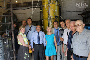 From left to right: T. Moshnyaga (MRC), N. Dudko (STCU), STCU Deputy Executive Director (USA) Vic Korsun, Igor Barsukov (American Energy Technologies Company, USA), Upendra S. Rohatgi (Brookhaven National Laboratory), Y. Zozulia (MRC), MRC Director O. Gogotsi, S.Fedorov (NMetAU), project manager M.Gubinskyi (NMetAU),V.Lutsenko and Ya.Tyrygin (DO Yuzhnoe), August 2013