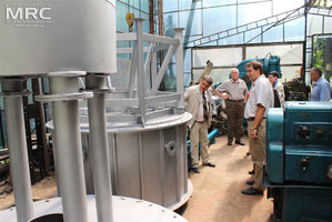 Project participants at MRC work premises observed equipment manufactured by MRC. From left to right: O.Gogotsi, Director of Materials Research Centre, STCU’s Deputy Executive Director (USA) Vic Korsun, Igor Barsukov (American Energy Technologies Company, USA), Andrew Castiglioni (Argonne National Laboratory, USA), project manager M.Gubinskyi (NMetAU), Materials Research Centre, August 2013