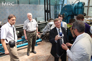 Checking the control system and automatics for equipment, manufactured by MRC: Igor Barsukov (American Energy Technologies Company, USA), Deputy Executive Director (USA) Vic Korsun (STCU), project technical monitor Dave Carter and Andrew Castiglioni (Argonne National Laboratory, USA), O.Gogotsi, MRC Director, T. Moshnyaga (MRC), Materials Research Centre, August 2013
