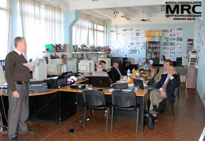 M.Gubinskiy(NMetAU) made a presentation on actual progress in project "Recycling Spent Batteries for Electric Drive Vehicles", at the photo from left to right: N.Dudko and I.Tomashevskaya (STCU), S.Saenko(KIPT), I. Barsukov (AETC, USA) and Upendra S. Rohatgi(Brookhaven National Laboratory, USA)