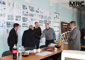 Participants of the meeting at MRC office from left to right: S.Saenko(KIPT), Upendra S. Rohatgi(Brookhaven National Laboratory, USA), M.Gubinskiy(NMetAU), M. Brodnikovskiy (Materials Research Centre) and O.Gogotsi (Materials Research Centre)