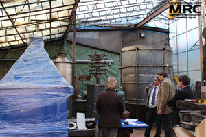 From left to right: N.Dudko(STCU) , MRC director O.Gogotsi, I. Barsukov (AETC, USA), and S. Saenko (KIPT), at MRC workshop premises