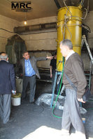 Testing operability of the experimental furnace. From left to right: Upendra S. Rohatgi(Brookhaven National Laboratory, USA), O.Gogotsi, M.Gubinskiy(NMetAU)