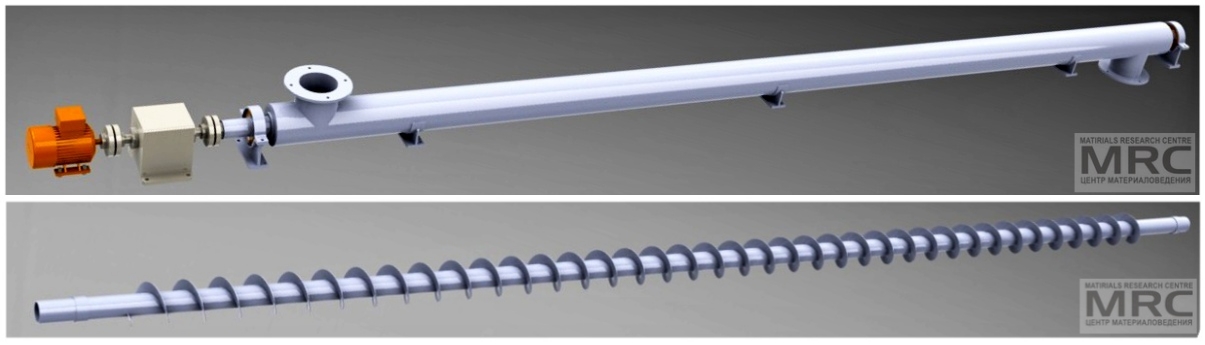 Горизонтальный шнековый питатель, 3d модель Горизонтальный шнековый питатель, 3d модель