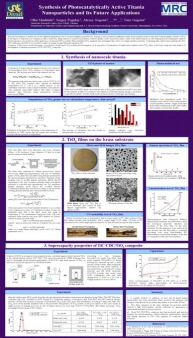 poster presentation on Nanomanufactoring in Disсlosing Materials at Nanoscale: Synthesis and Applications of Photocatalytically Active Titania Nanoparticles, O. Mashtalir, S. Pogulay, A. Gogotsi, Materials Research Centre,Kiev 03680, Ukraine; M. Curtoglu, K. Perez, Y. Gogotsi, Drexel University, Philadelphia, PA 19104, USA.