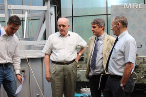 Expeditor, Vic Korsun (STCU Deputy Executive Director (USA), O. Gogotsi (Materials Research Centre), project collaborator Joseph Doninger (Dontech Global Inc., USA), Materials Research Centre, August 2013