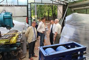 Work discussion with expeditor about packing and transportation equipment manufactured by MRC, Materials Research Centre, August 2013